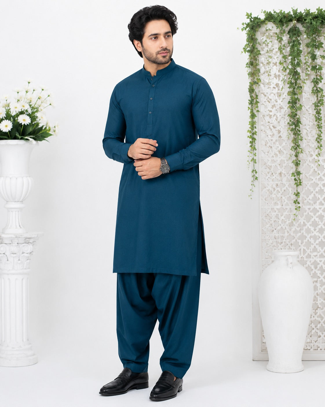Men’s Dark Grey Boski Unstitched Suit – Premium Traditional Fabric